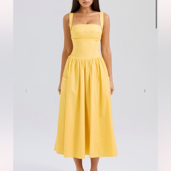 NWT House of CB Vivien Apricot Cotton Midi Sundress - Picture 4 of 10